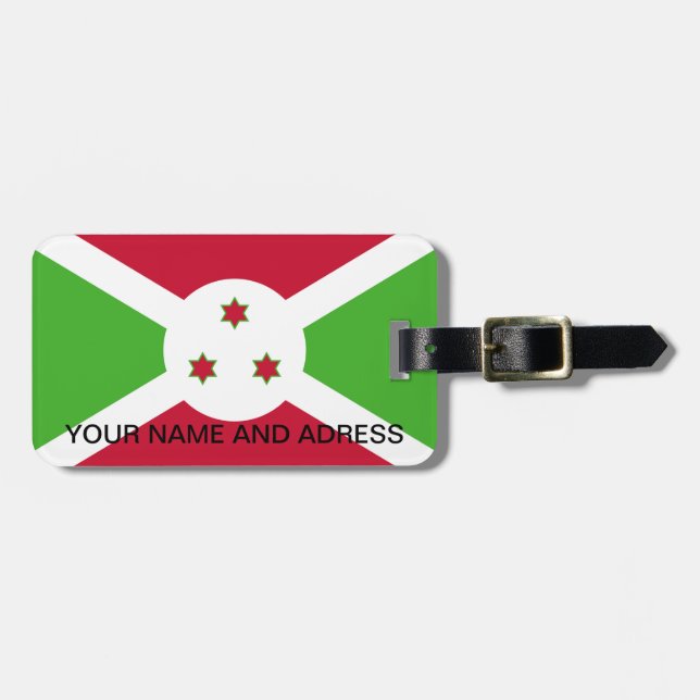 Luggage Tag with Flag of Burundi (Front Horizontal)