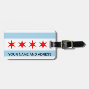 Luggage Tag with Flag of Chicago, Illinois, USA