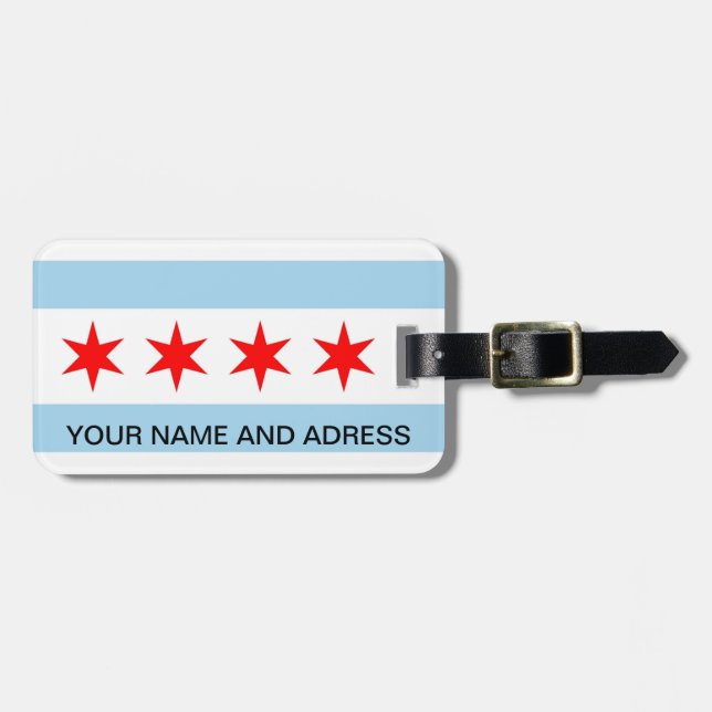 Luggage Tag with Flag of Chicago, Illinois, USA (Front Horizontal)