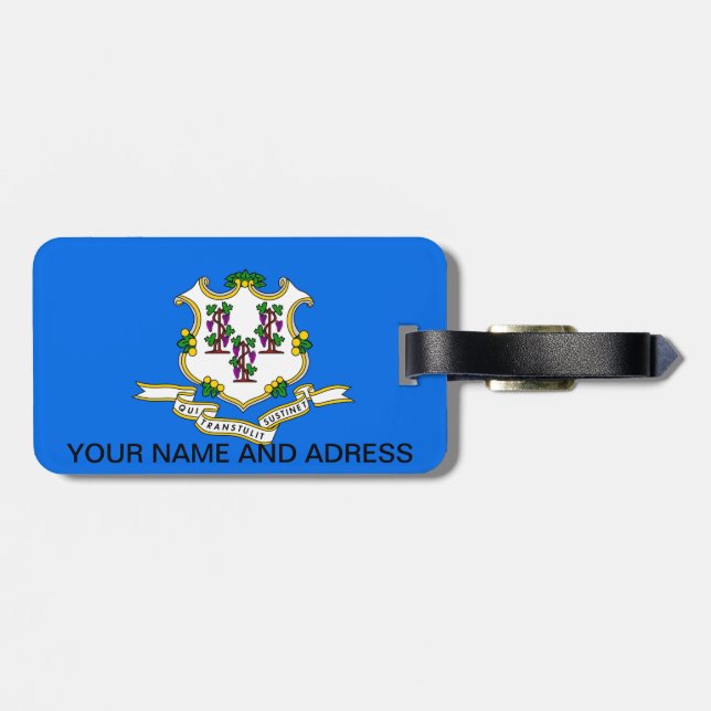 Luggage Tag with Flag of Connecticut, USA (Back Horizontal)