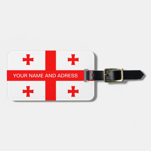Luggage Tag with Flag of Georgia (Front Horizontal)