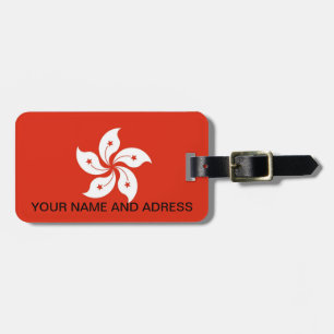 Luggage Tag with Flag of Hong Kong, China