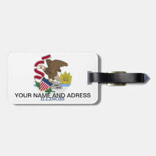 Luggage Tag with Flag of Illinois, USA