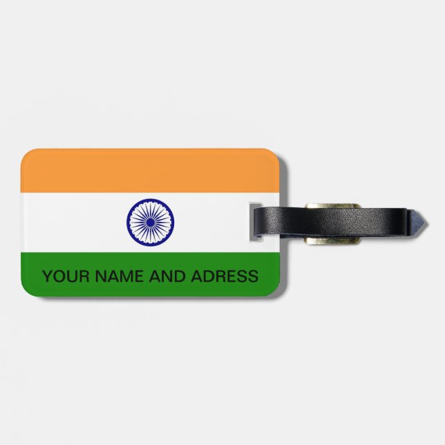 Luggage Tag with Flag of India (Back Horizontal)