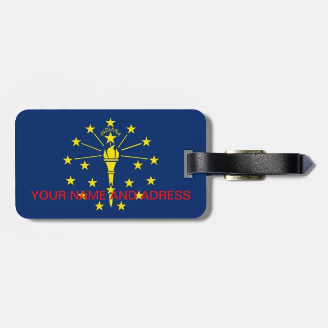 Luggage Tag with Flag of Indiana, USA (Back Horizontal)