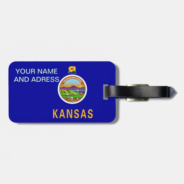 Luggage Tag with Flag of Kansas, USA (Back Horizontal)