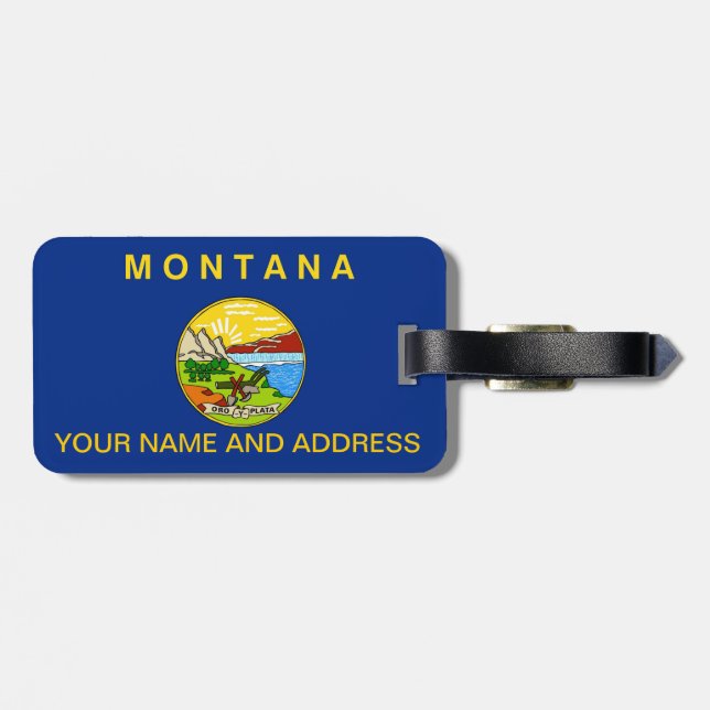 Luggage Tag with Flag of Montana, USA (Back Horizontal)