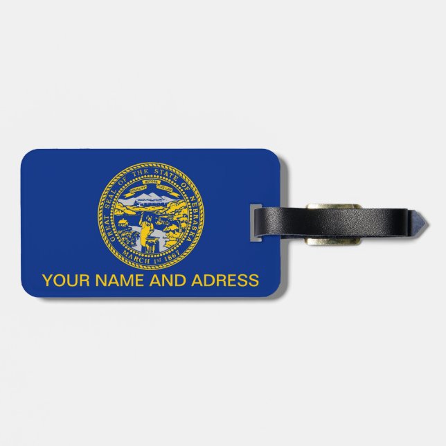 Luggage Tag with Flag of Nebraska, USA (Back Horizontal)
