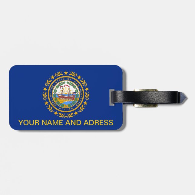 Luggage Tag with Flag of New Hampshire, USA (Back Horizontal)