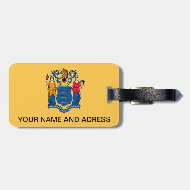Luggage Tag with Flag of New Jersey, USA (Back Horizontal)