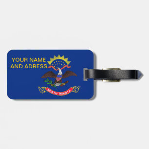 Luggage Tag with Flag of North Dakota, USA
