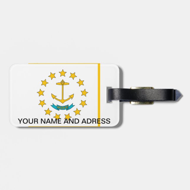 Luggage Tag with Flag of Rhode Island, USA (Back Horizontal)