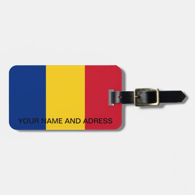 Luggage Tag with Flag of Romania (Front Horizontal)