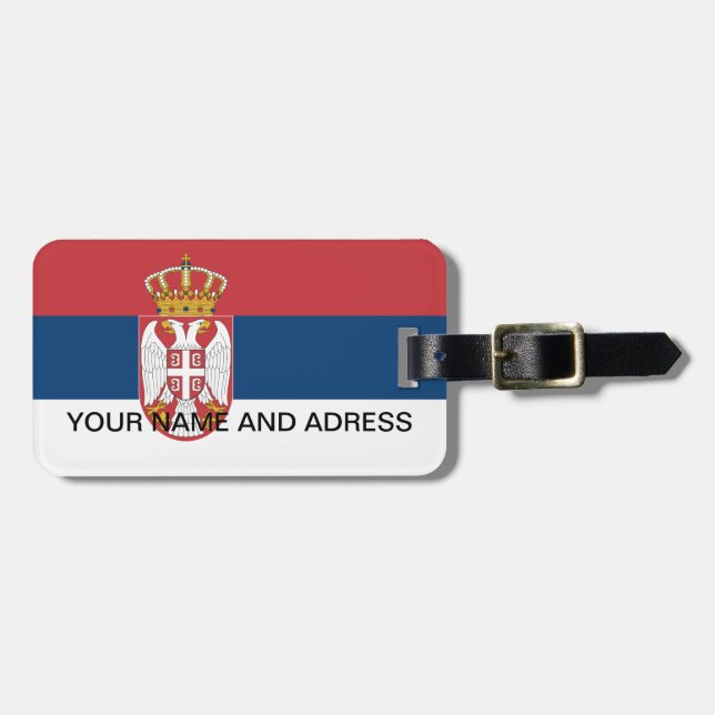 Luggage Tag with Flag of Serbia (Front Horizontal)