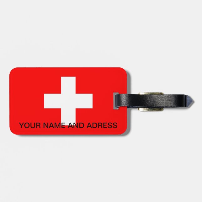 Luggage Tag with Flag of Switzerland (Back Horizontal)