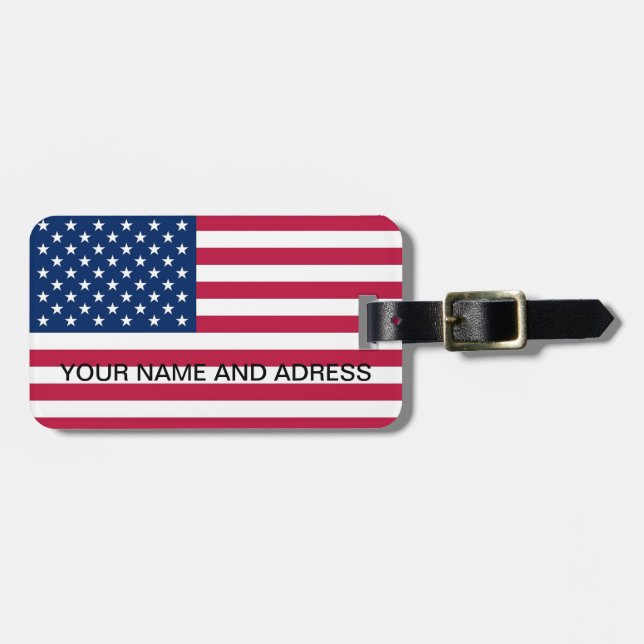 Luggage Tag with Flag of USA (Front Horizontal)