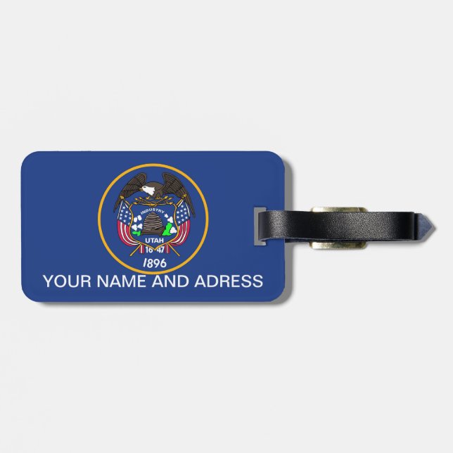 Luggage Tag with Flag of Utah, USA (Back Horizontal)