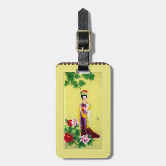 Luggage Tag with Initials and Chinese Motif (Front Vertical)