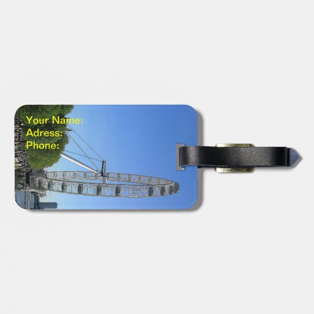 Luggage Tag with London Eye Ferris Wheel (Back Horizontal)