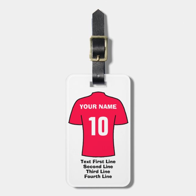 Luggage Tag - with Red soccer shirt (Front Vertical)