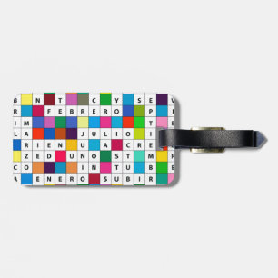 Luggage Tag with Spanish Months Crossword Design