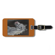 luggage tag with white horse