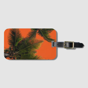 Luggage Tags Palm Trees Orange Background