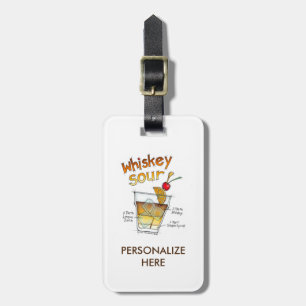 LUGGAGE TAGS - WHISKEY SOUR RECIPE COCKTAIL ART