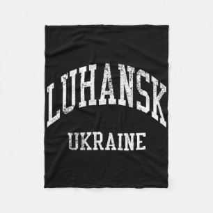 Luhansk Ukraine Retro 70s College Sports Style Fleece Blanket