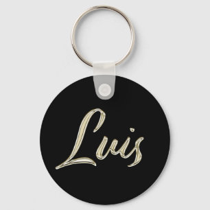 Luis Name whitegold Button Schlüsselanhänger Key Ring