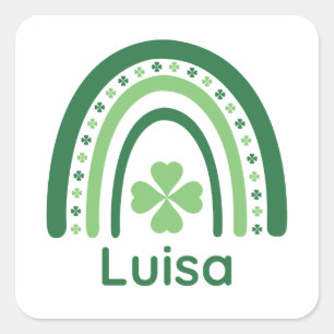 Luisa Name Clover Boho Rainbow Square Sticker