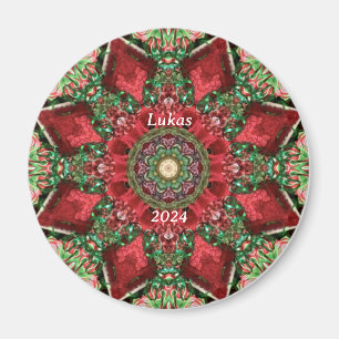 LUKAS 2024 ~ Red, Green and Yellow Kaleidoscope ~ Magnet
