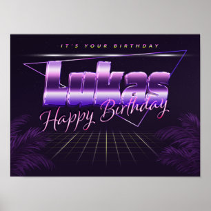 Luka's name first name lila retro poster birthday