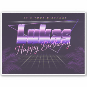 Lukas name first name lila retro sticker birthday