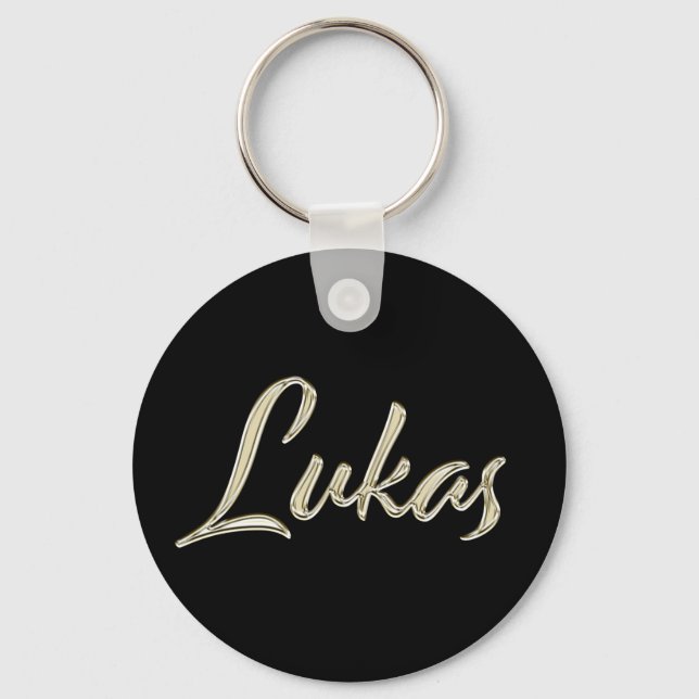Lukas Name whitegold Button Schlüsselanhänger Key Ring (Front)