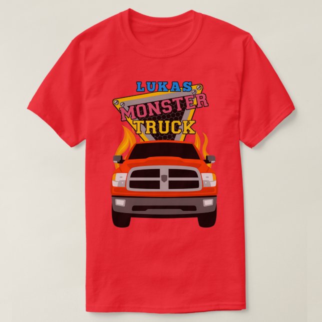 Lukas name with monster truck T-Shirt (Design Front)
