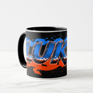Lukas Vorname Name Graffiti blue orange Tasse Mug