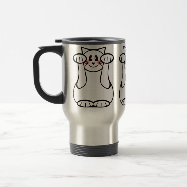 Lukcy Cat Maneki Neko Beckoning Welcome Cat Travel Mug (Left)