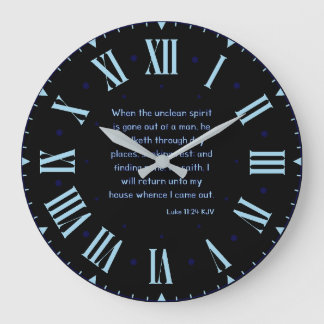 Luke 11:24 KJV Bible Verse II Roman Numeral Large Clock
