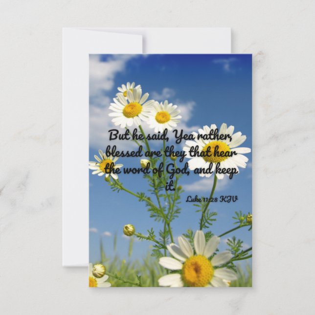Luke 11:28 KJV Bible Verse Pic Flat Greeting Card (Front)