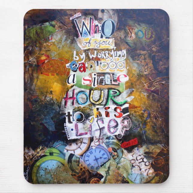 Luke 12:25 Bible Verse Collage Mouse Mat (Front)