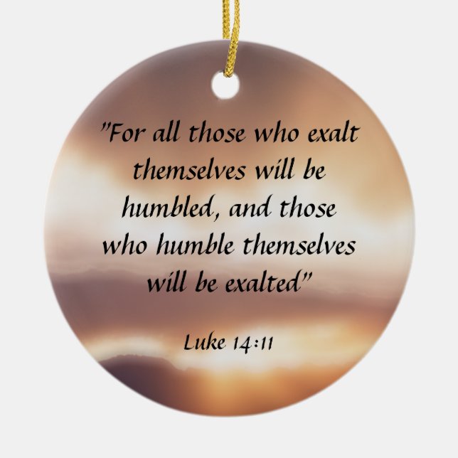 Luke 14:11 ceramic tree decoration (Front)