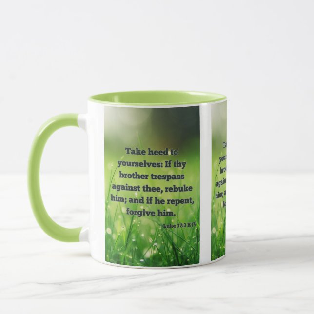 Luke 17:3 KJV Bible Scripture Pic Two-Tone Mug (Left)