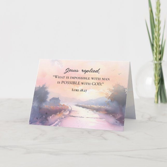 Luke 18:27 Jesus replied Possible with God Bible Card (Front)
