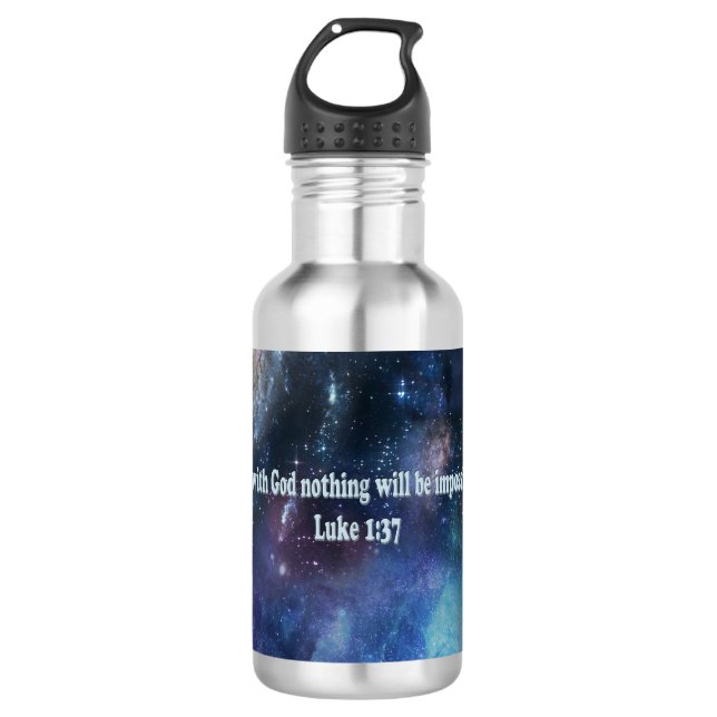 Luke 1:37 710 ml water bottle (Front)