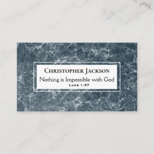 Luke 1:37 Bible Verse, Black Marble Business Card