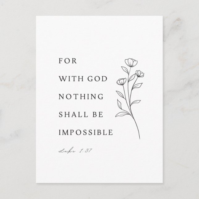 Luke 1:37 Bible Verse Postcard (Front)
