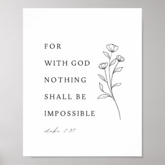 Luke 1:37 Bible Verse Poster