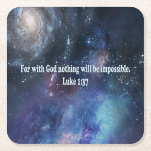 Luke 1:37 square paper coaster
