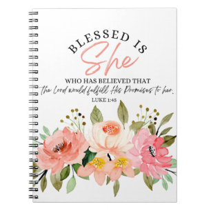 Luke 1:45 Blessed is She Floral Scripture Notebook